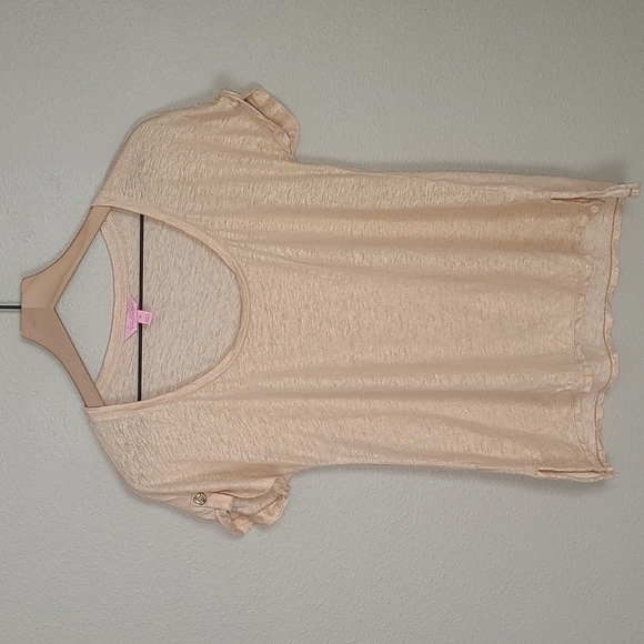 Lilly Pulitzer Inara Metallic Linen Shortsleeve Top - Picture 2 of 10